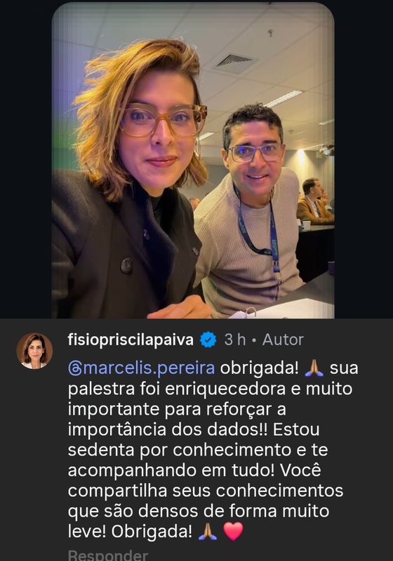Comentário no Instagram sobre a palestra da Marcelis